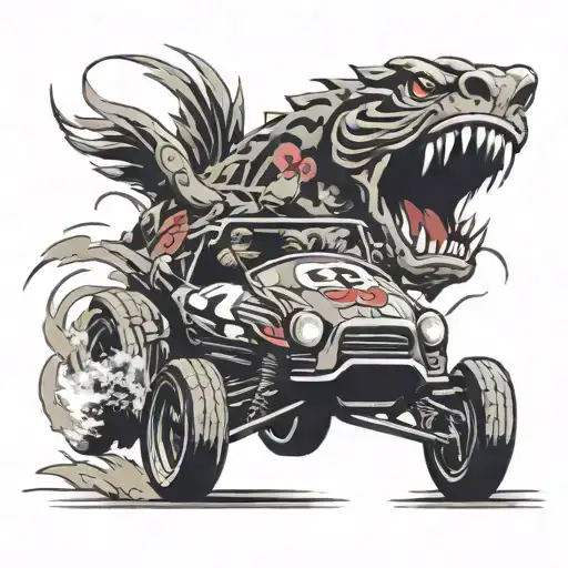 Angry Animal Racing Car Speeding With Number 13 Incorporated