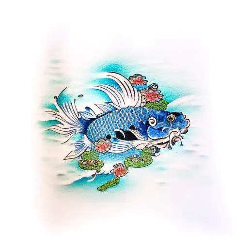 Blue Koi Fish Green Eye