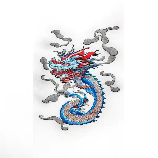 Dragon With Smoke And Flames