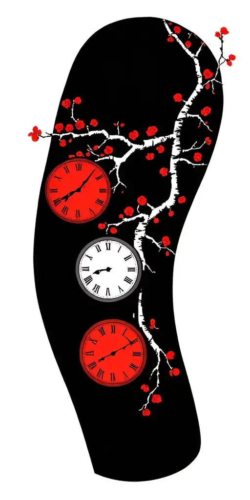 Birch Tree White Branches And Exactly Three Clocks