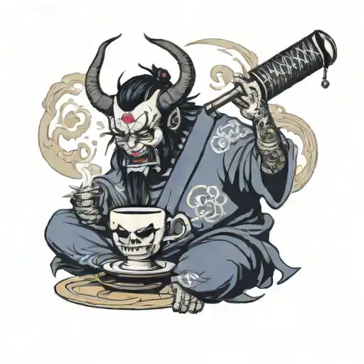 Oni Demon Pouring A Pour Over Coffee