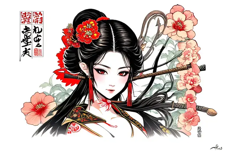 Samurai Girl With Big Boobs In Japanese Style