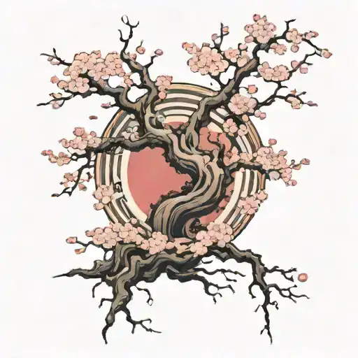 Sakura Tree Growing Together Kaizen Symbol