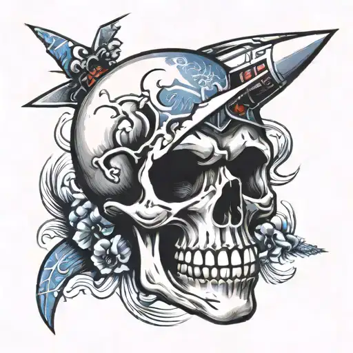 Skull With Rocket Going Through
