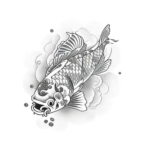 White Flowers Koi Fish Filling