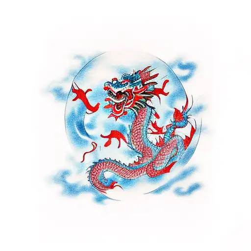 Chinese Dragon With Water