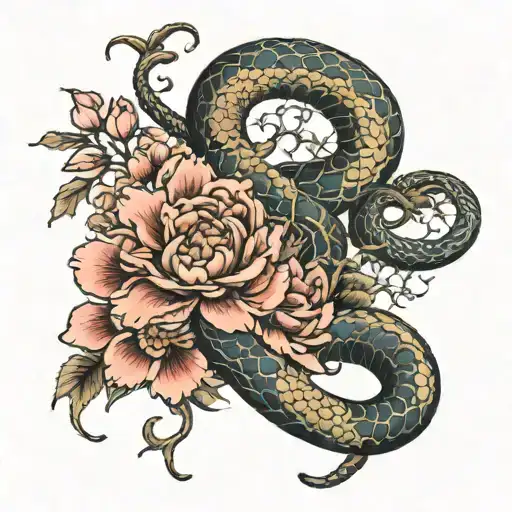 Snake And Peony Full Sleeve