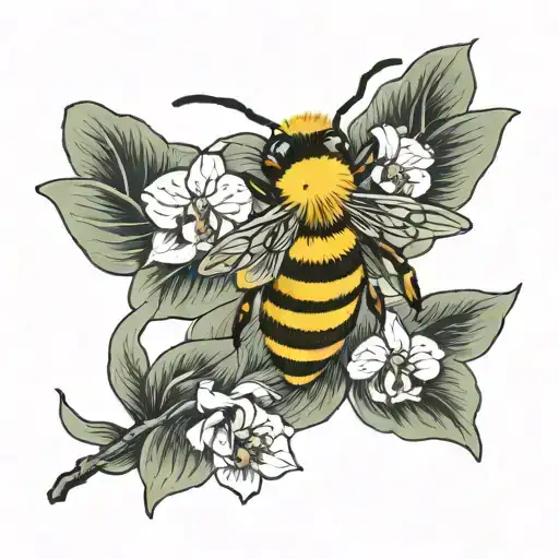 Bee Flying To Orchids