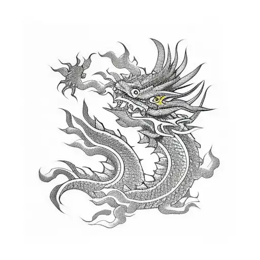 Japanese Stily Dragon For Leg