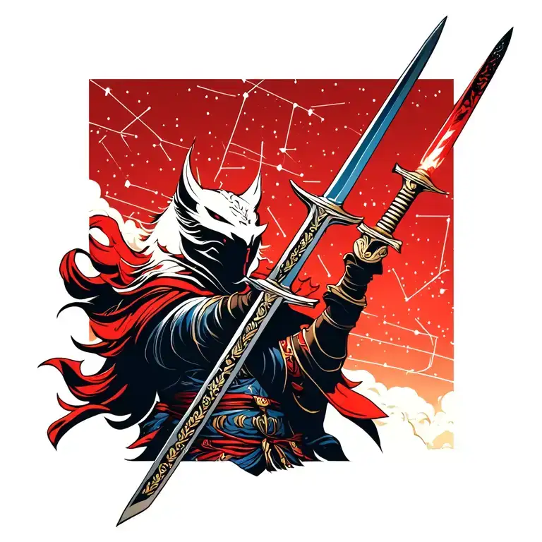 A Saber With The Stars In The Sky The Constellation