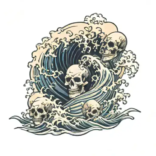 Make A Stormy Ocean Where The Waves Look Like They Are Made Of Skulls