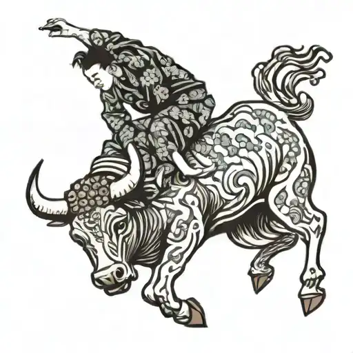 A Man Doing A Backflip Over A Bull