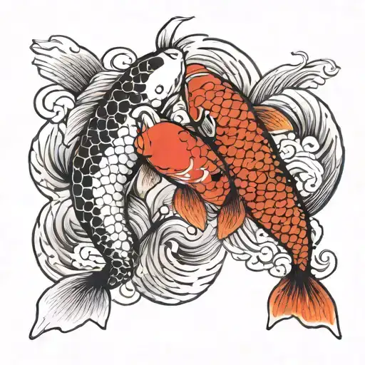 2 Koi Fish Forming Ying And Yang