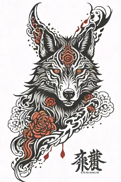 Stabed Tribal Wolf With Blood