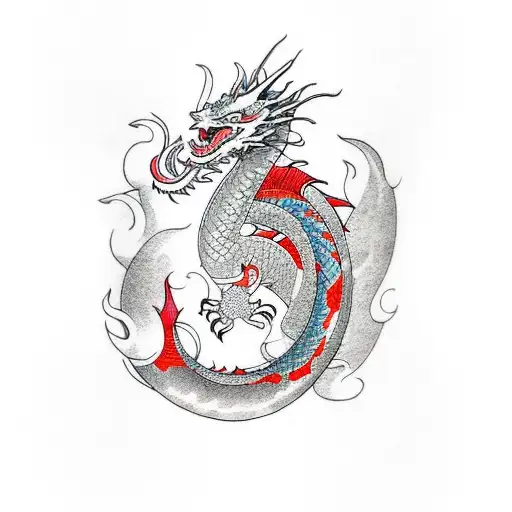 Dragon With Koi