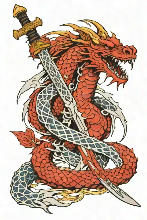 Dragon Lines Swords Oval Shattered