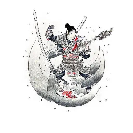 Japanese Warrior And Storm With An Infinity