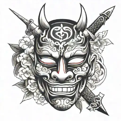 Simple Hanya Mask With Dagger Piercing