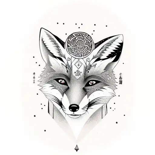 A Fox Adorned With Intricate Magical Runes