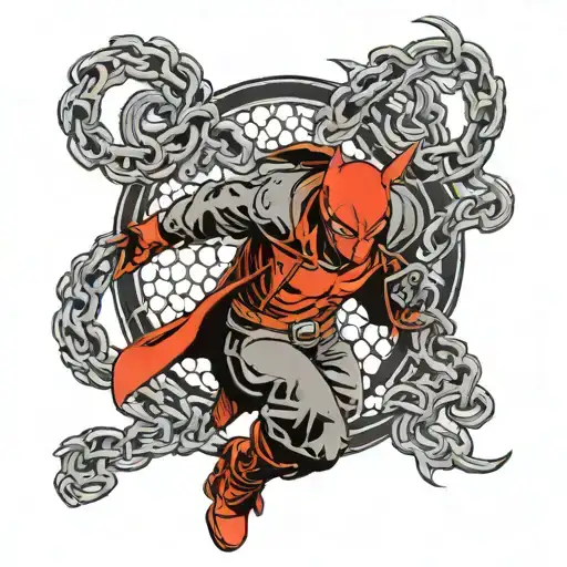 Red Hood Symbol In Chains Breaking And Bursting