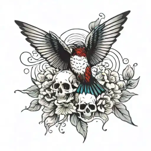 Hummingbird And Skulls