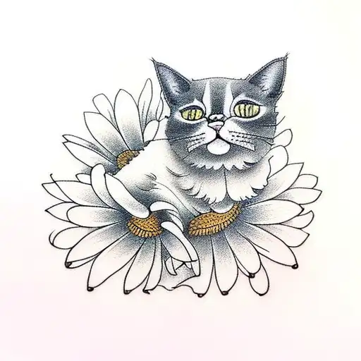 Cat With Daisy