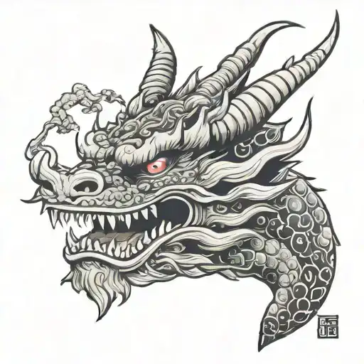 Dragon Wearing Oni Mask