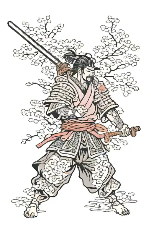 Sakura Flower And Samurai Arm Covering
