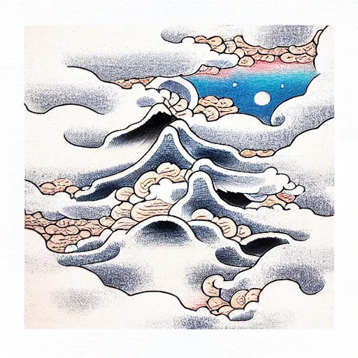 Japanese Clouds And Mountain