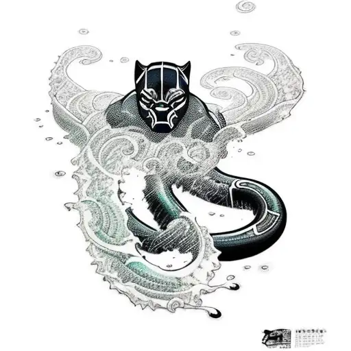 A Black Panther With Ocean Tema