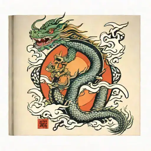 Book Surrounded By A Dragon