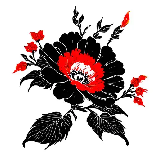 Flower With Black Overall And Red Accents