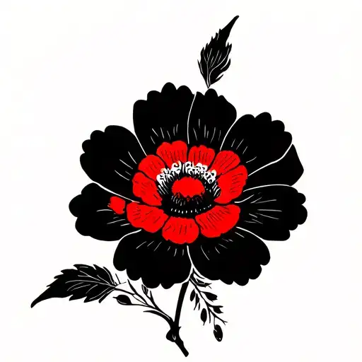 Flower With Black Overall And Red Accents