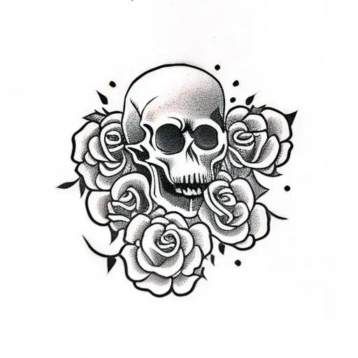 Small Skull With Roses