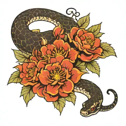 Snake And Flowers Wrapped