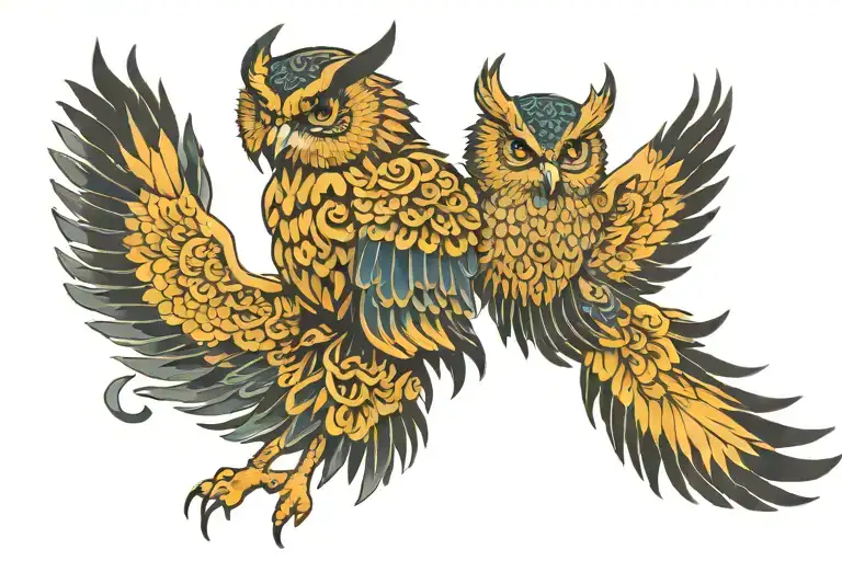 Combine A Gryphon And An Owl In A Unique And Intricate Design