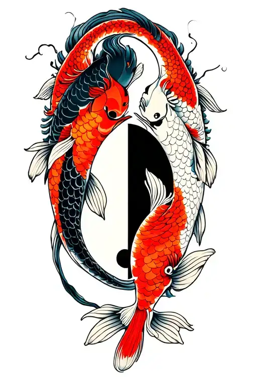 Japanese Sleeve With 2 Japanese Koi Yin Yang