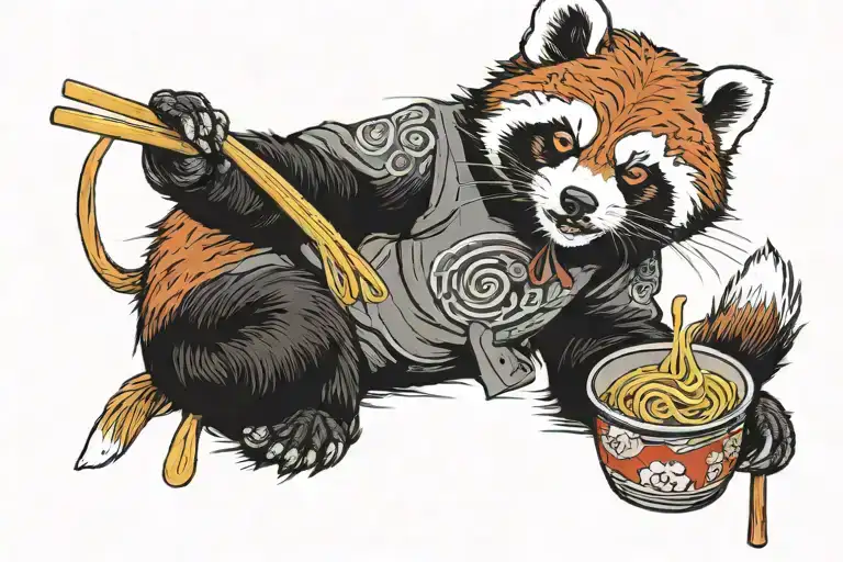 Red Panda Eating Ramen Noodles