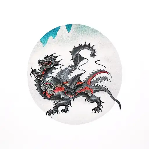 Grim Reaper Riding A Dragon Through A Mountain Pass
