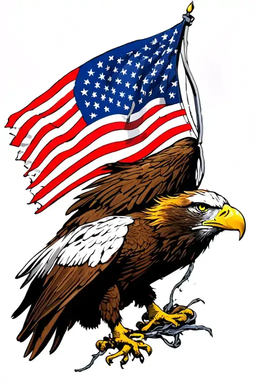 Eagle Carrying An America Flag