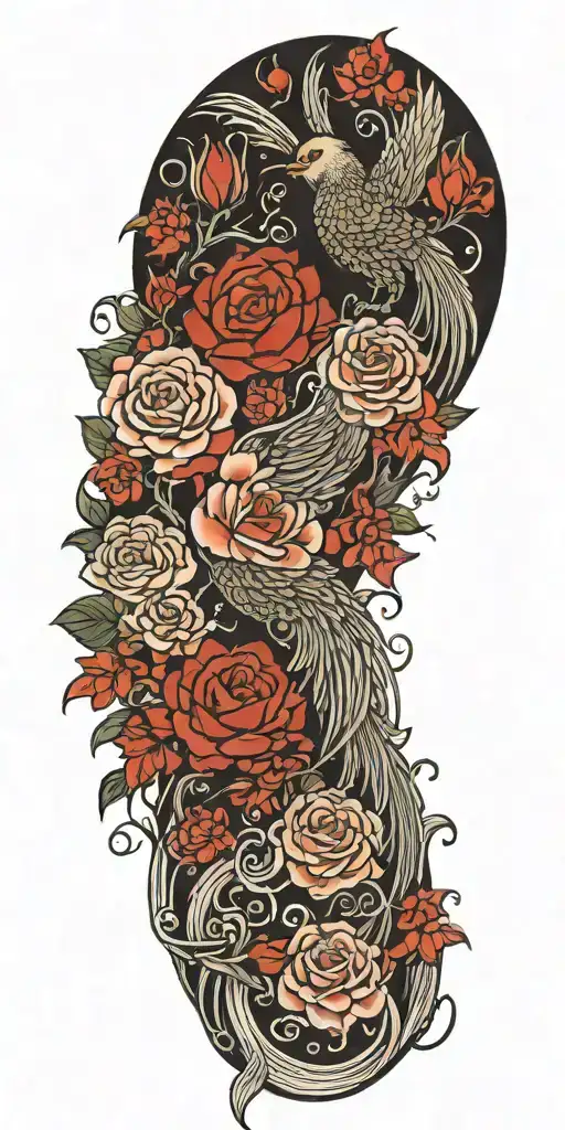Roses And A Phoenix And Water