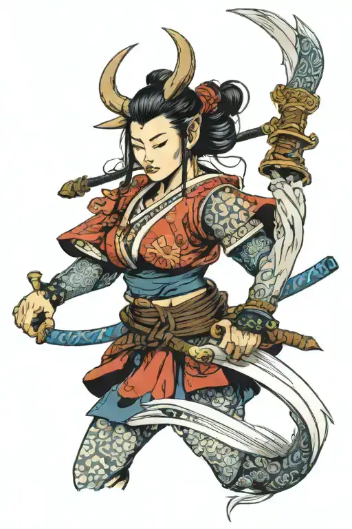 Samurai Viking Woman And