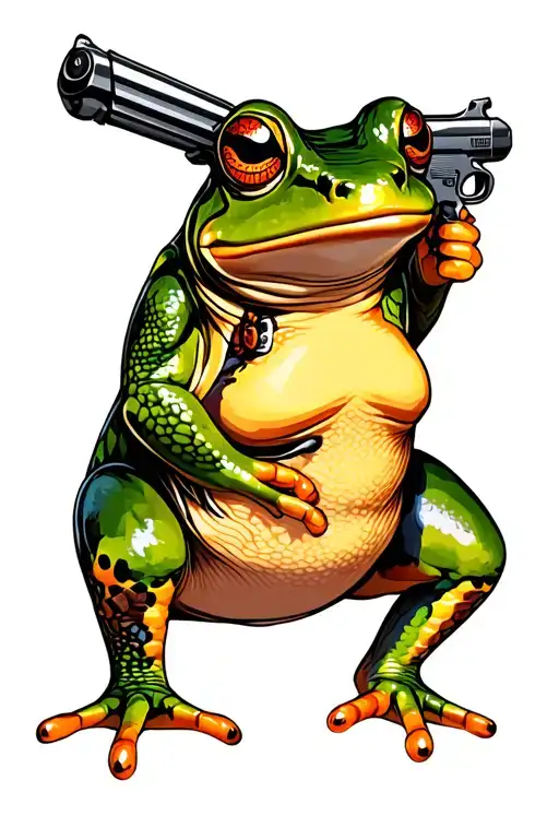 Standing Frog With Pistol Pointing