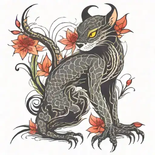 Spider Lily And Mermaid Swimming Upstream A Stone Path