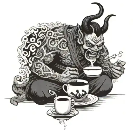 Oni Demon Doing A Pour Over Coffee