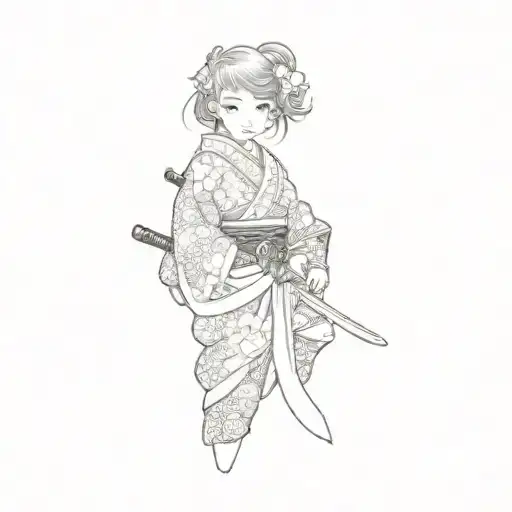 A Japanese Girl Holding A Sword