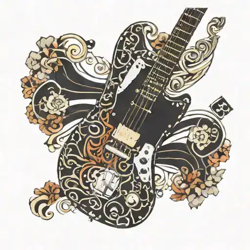 A Geometric Pattern Inspired By The Design Of A Fender Jazzmaster Guitar