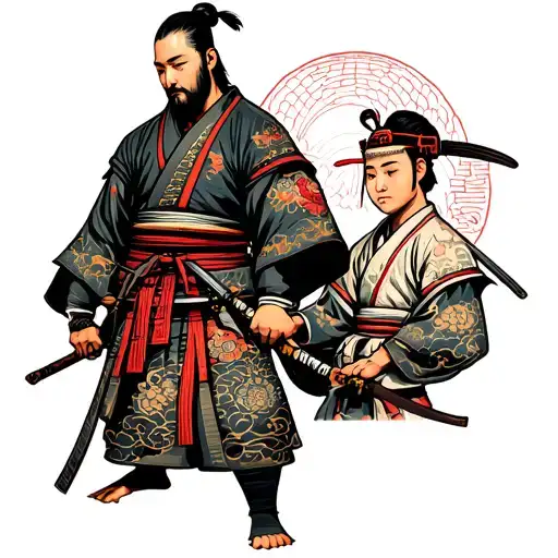 Father Son Samurai Warrior