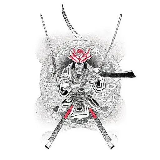 Samurai Katana With A Single Rose Around