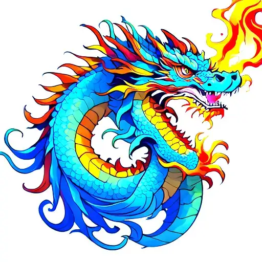 Colorful Unique Dragon Breathing Fire